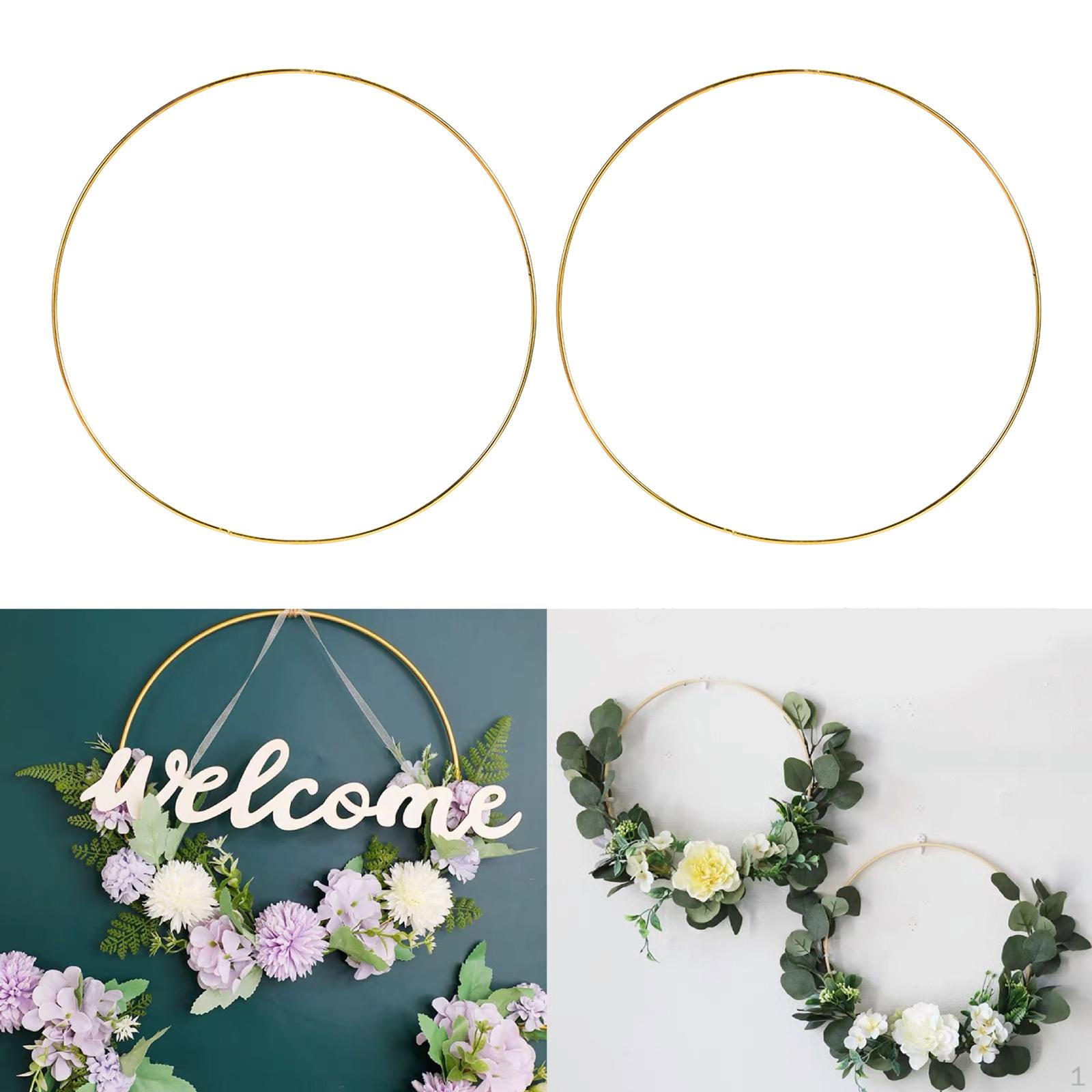 

2 упаковки больших металлических цветочных обручей, венок из макраме, золотые кольца для изготовления свадебного декора и 3.5mmx35cm