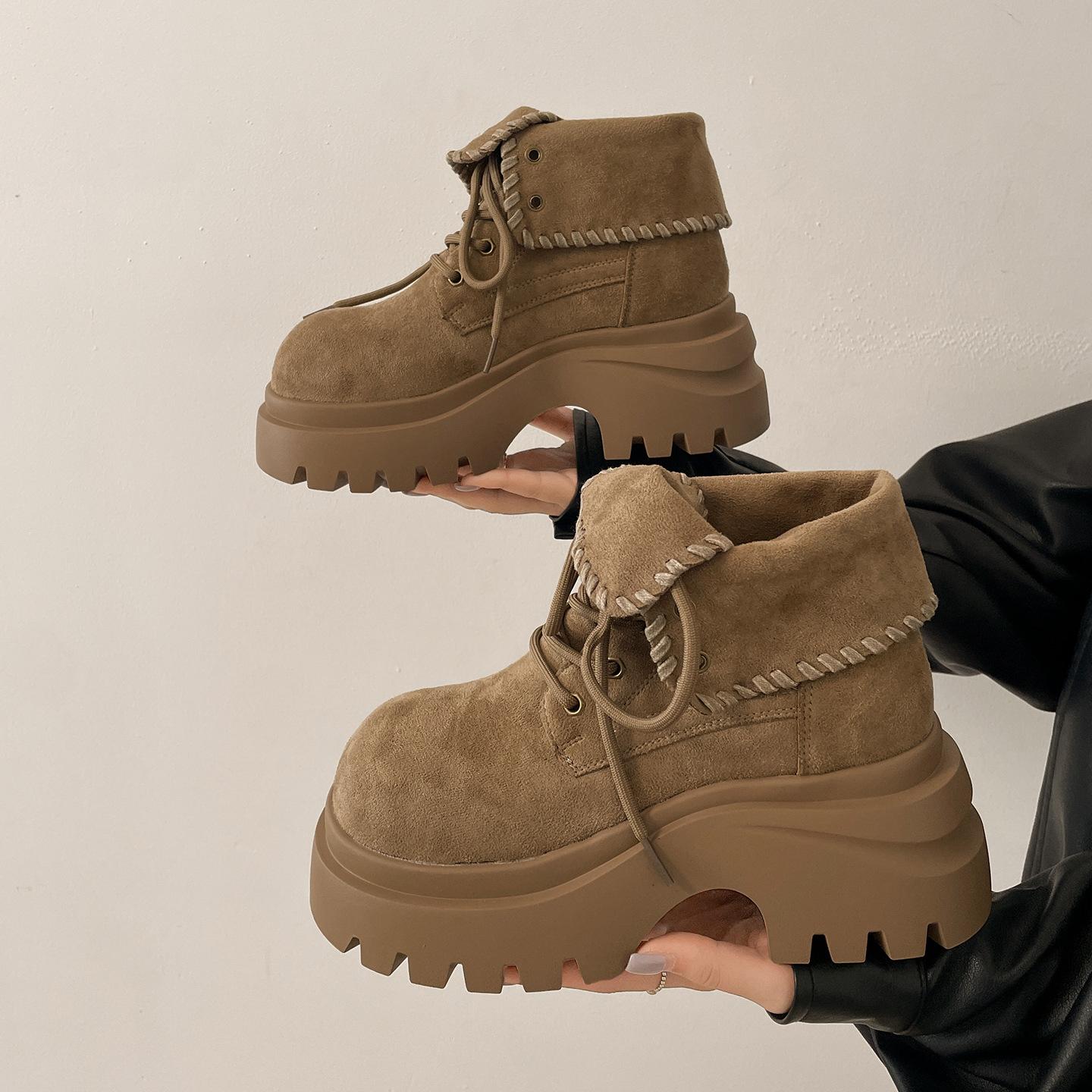 

Maillard retro brown platform Martin boots women s 2025 new autumn small man height and thinness short boots 40 хаки