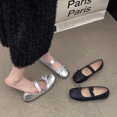 Bow Single Shoes Summer New with Skirt Soft-soled Ballet Single Shoes Women