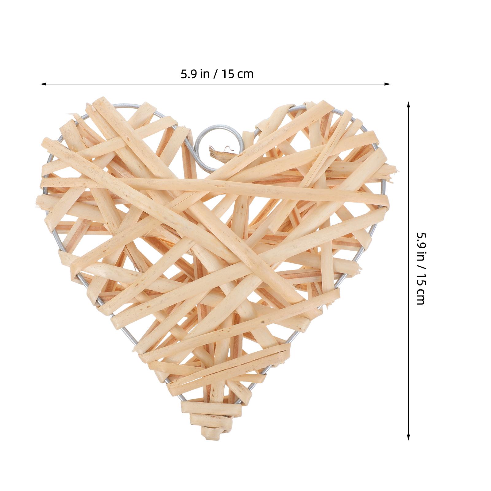 

4pcs Willow Woven Heart-Shaped Pendant 15Cm Rattan Hanging Decor For Valentine S Day Wedding Party Festival Showcase Decoration хаки