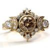 Moonlight star coffee diamond ring women's fashion versatile niche high-end zircon jewelry