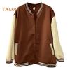 Cappotto da baseball da donna, con polsini elastici abbinati, collo alto, unisex, ampio, monopetto, stile retrò americano, giacca da coppia