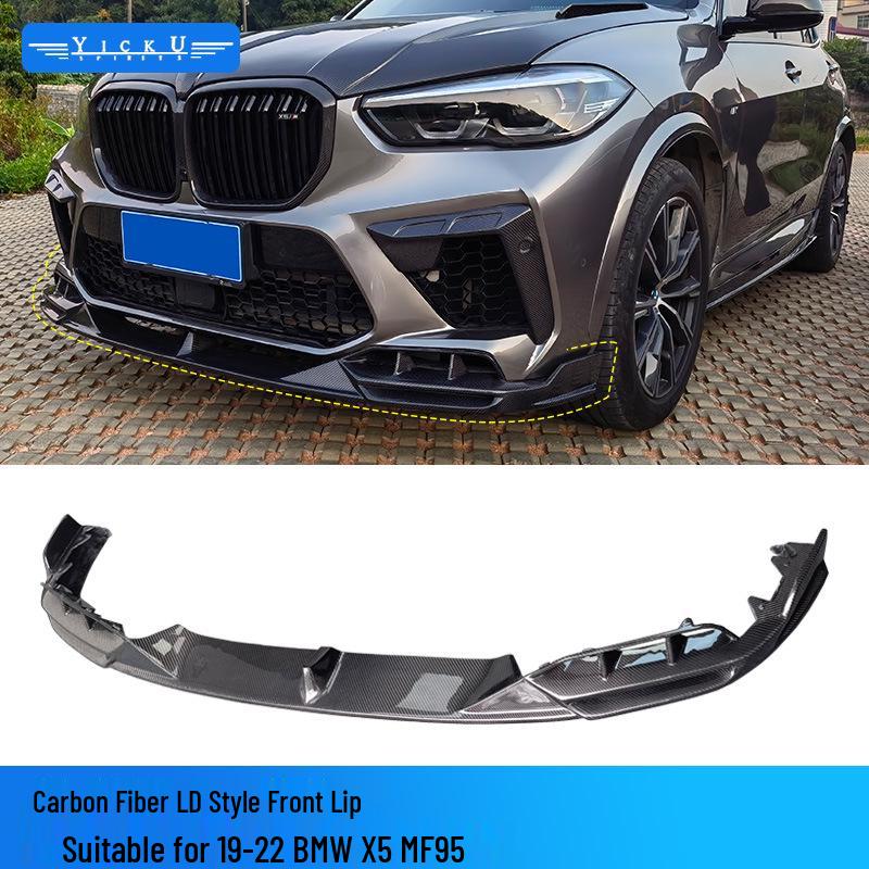 BMW X5M F95 Carbon Fiber Body Kit: Front Lip Splitter, Rear Lip, Side Skirts, Wind Deflectors, Tail Wing with Lights.