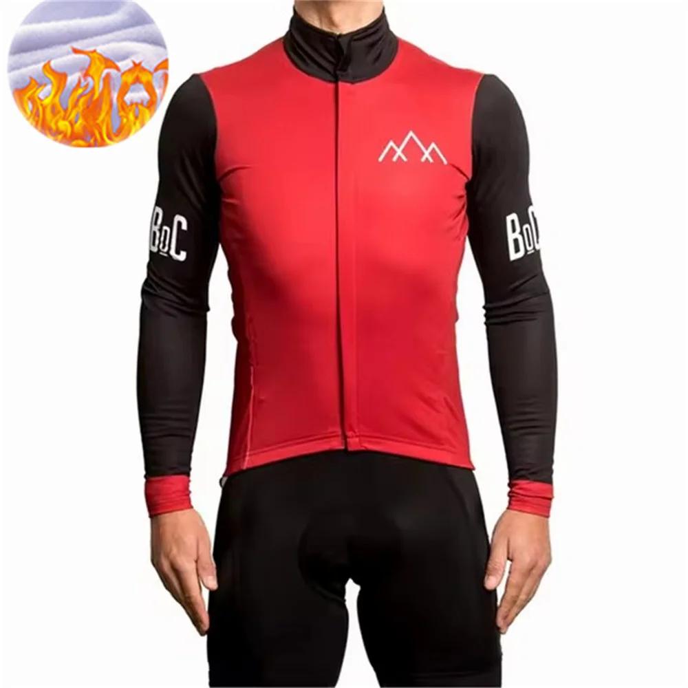 Winter Jacket Thermal Fleece Cycling Jacket of Climbers Men Long Sleeve Clothing Warm Tops Road Bike Outdoor Sports MTB Winter