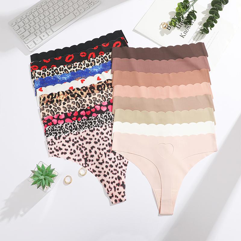 FINETOO 4 ks Ultra měkké bezešvé spodní prádlo pro ženy Ledové hedvábí Tanga Sexy Strečová Jednobarevná G-string Dámské Neviditelné Prodyšné Kalhotky