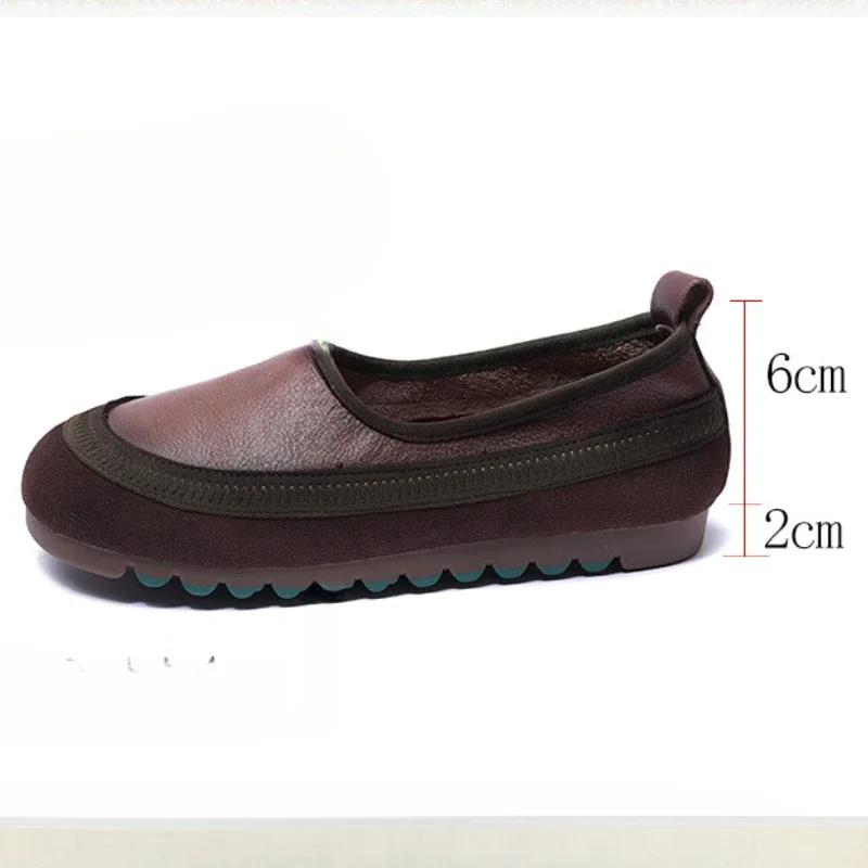 Faux Cow Suede Genuine PU Leather Sneakers Women Slip On Rubber Flats Elthnic Comfy Platform Wedge Loafer Outdoor Walking Shoes