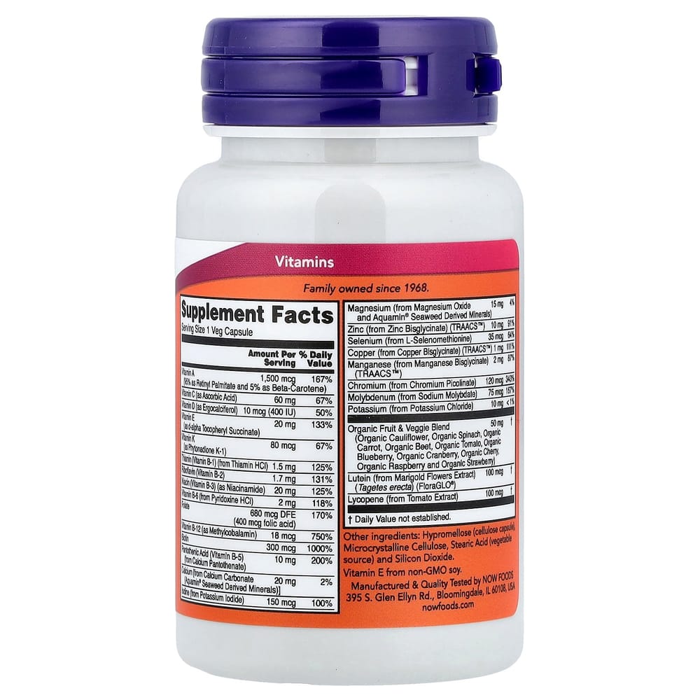 Now Foods Daily Vits Multi-Vitamin & Mineral Veg Capsules, 30 Count