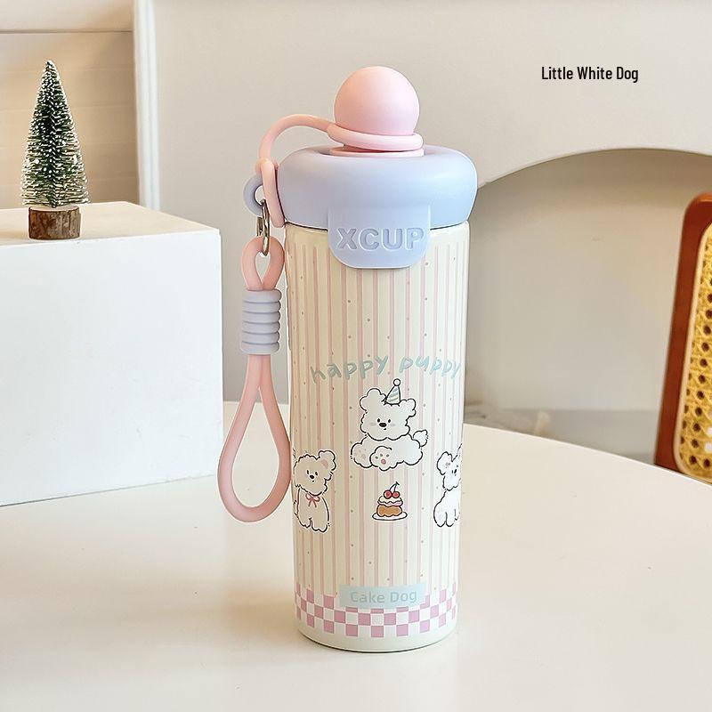 316 Stainless Steel Insulated Water Cup with Floating Ball, Large-Capacity, Portable, Cute Design with Lanyard