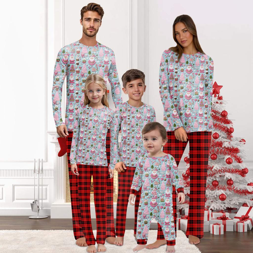 Christmas Prints Family Matching Long Sleeve Tops+Pants Set Family Matching Sets