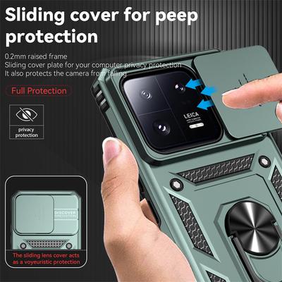 Sliding Push Window Case For Xiaomi 13 Pro Case Mi 13 Pro 12 Pro Cover Armor Shockproof Metal Ring Holder Camera Protector Cover