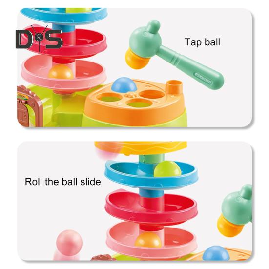 Kids Ball Shoot Track Toy with Scoreboard Balls Hammer Ball Electric Press Launcher with Rolling Ball Slide Educational Toddlers Boys Girls Ball