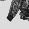 INCERUN Men Long Sleeve Cutout Mesh Sheer Lace Casual Ruffled Tops T-shirts