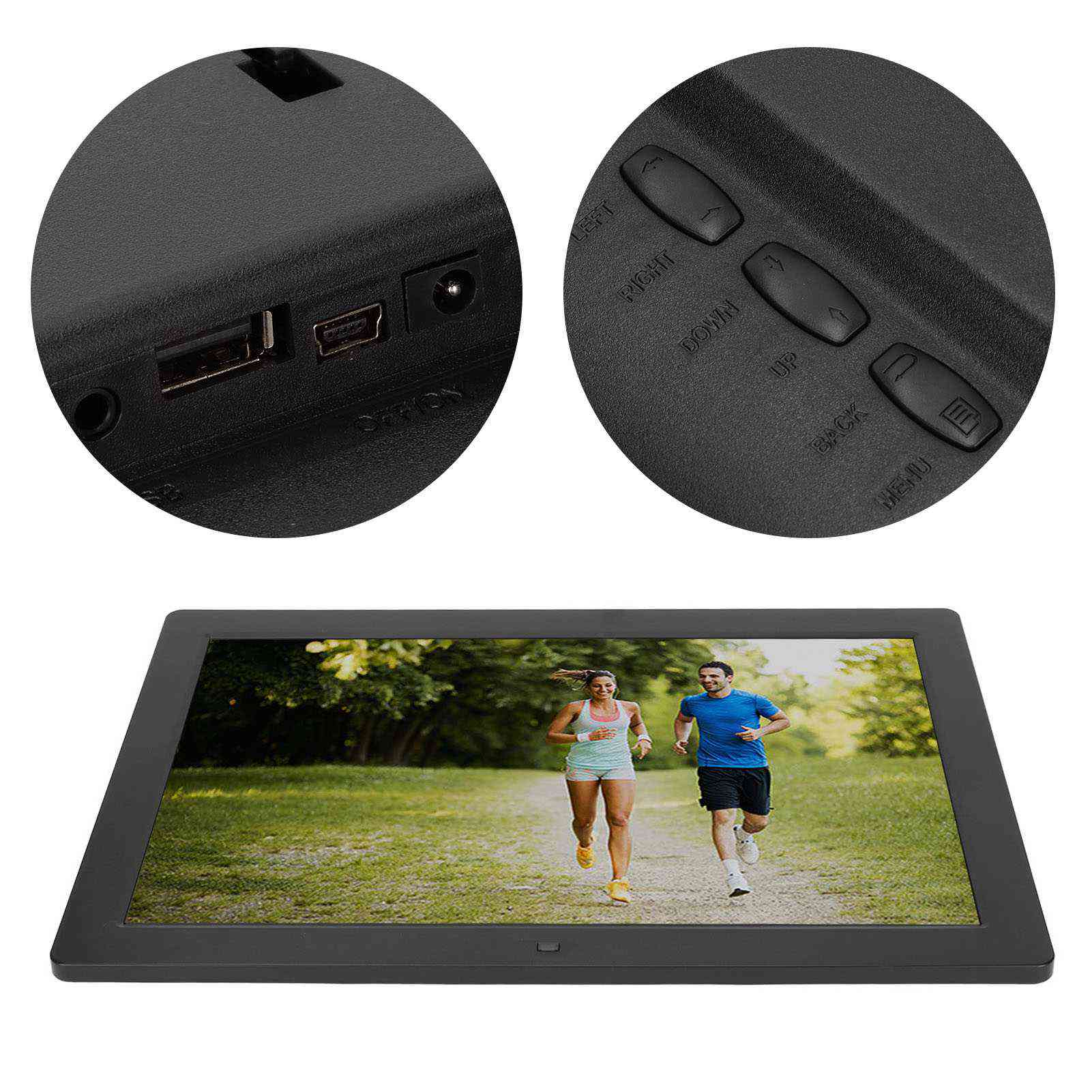 

15-дюймовая цифровая фоторамка с WiFi, настенным светодиодным экраном, большая цифровая фоторамка 100‑240 В EU Plug