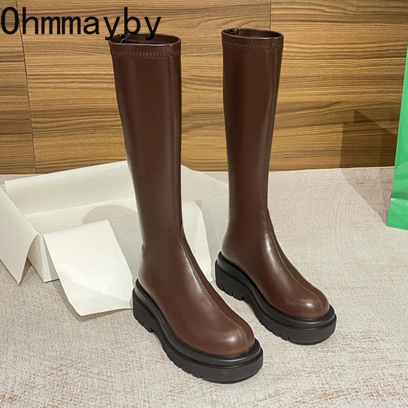 Men Women Winter Spring Autumn Boots Fashion Platform Heel Knee High Cosy Soft Leather Shoes Short Plush Women'S Knight Long Booties