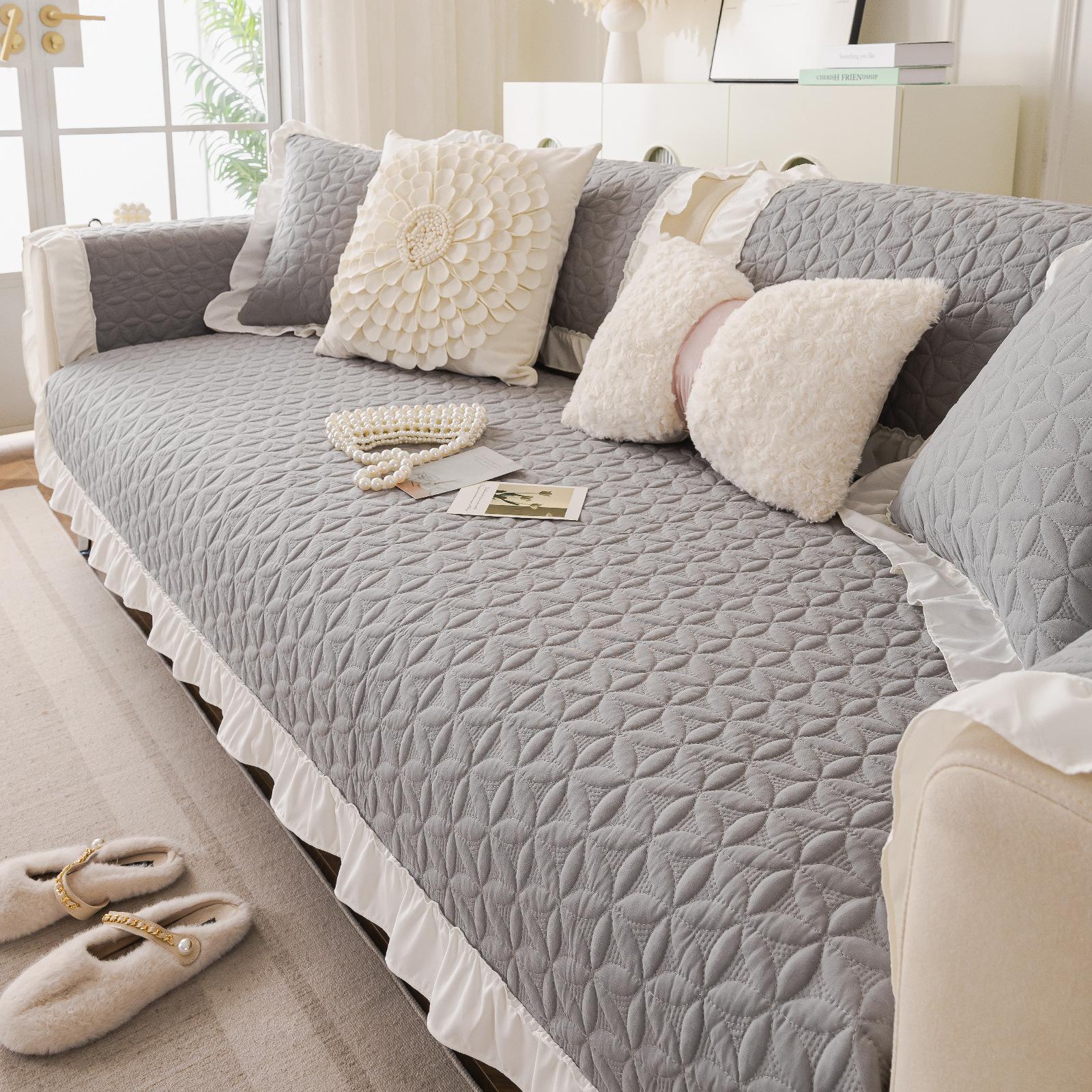 

Всесезонная универсальная подушка для дивана из стираного хлопка, чехол из хлопковой ткани, полотенце, нескользящее полотенце-чехол, маленькая свежая подушка для сиденья, пасторальный стиль 70*70cm