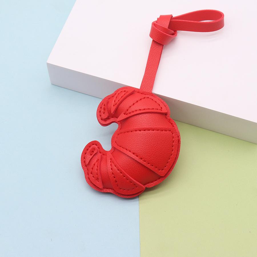 PU Leather Croissant Keychain Car Keyring Cartoon Hanger Bag Pendant
