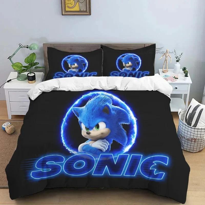 

3D Cartoon Game Hedgehog Comforter Bedding SetDuvet Cover Bed Set Quilt Cover PillowcaseKing Queen Size Bedding Set EU Single(135*200cm)3pcs