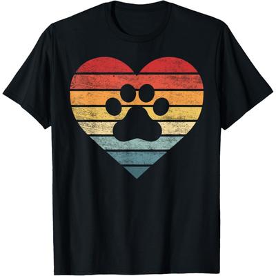 Veterinarian Vet Tech Retro Sunset Paw Print Dog Cat Lover Men Women Girls Kids T-Shirt