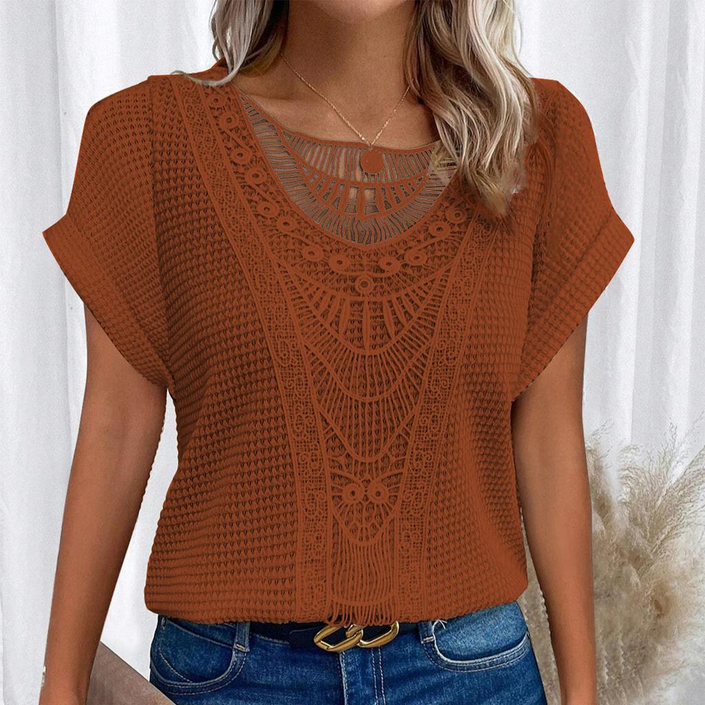 Womens Tee Shirts Short Sleeve Womens Fashion Casual Top Crew Neck T Shirts Summer Short Sleeve Casual Loose Fall Woman Blouses