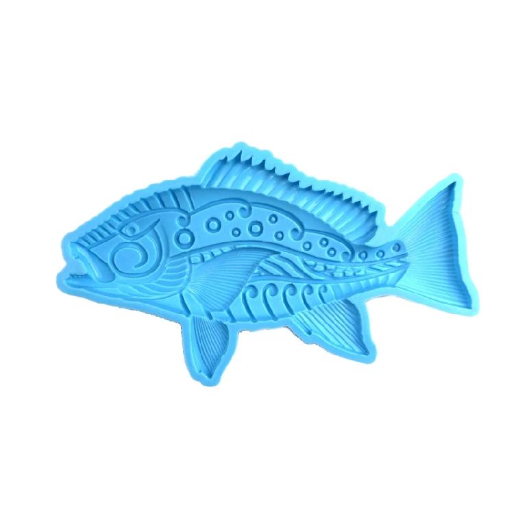 Soft Silicone Mold for DIY Craft Wall Hanging Decorations Embossed Fish Shaped Design Crystal Epoxy Resin Casting Mould