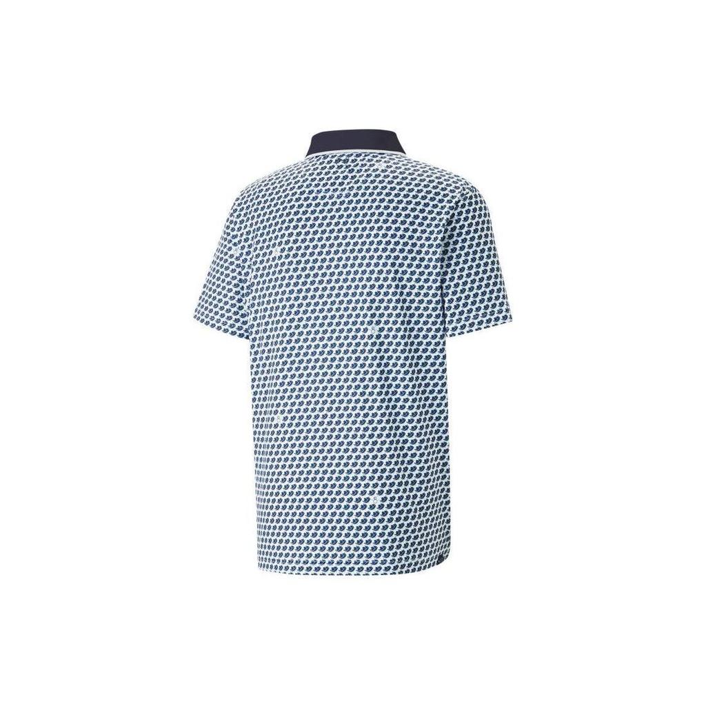 Puma All Over Print Casual Short Sleeve Polo Shirt Men Tops Dark-Blue 538971-01