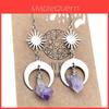 Natural Quartz Crystal Pendant Earrings With Geometric Design For Fashion Ol Style