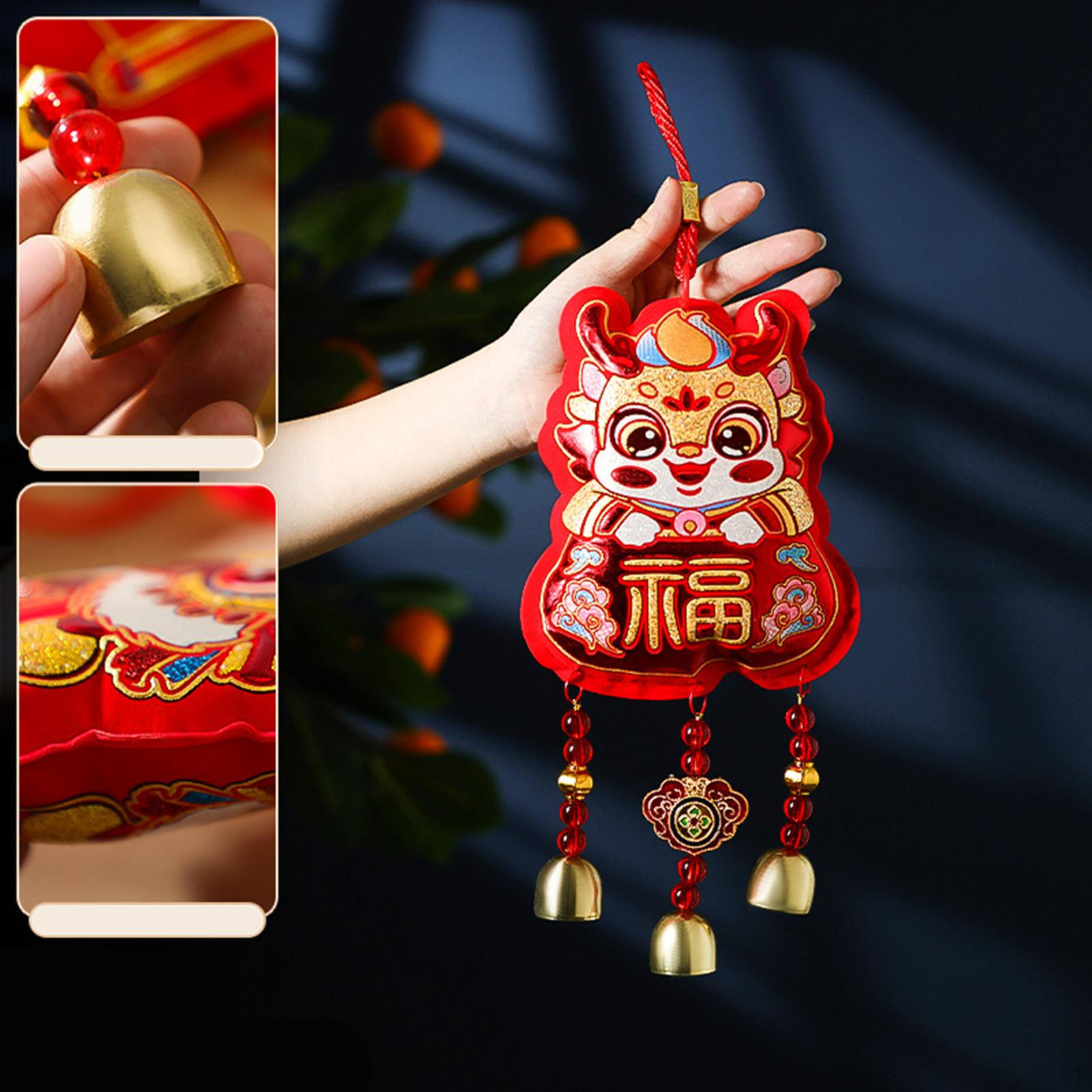 

Китайский год украшения подвеска висит фэншуй с колокольчиками колокольчиков весенний фестиваль 14cmx36cm_fire dragon