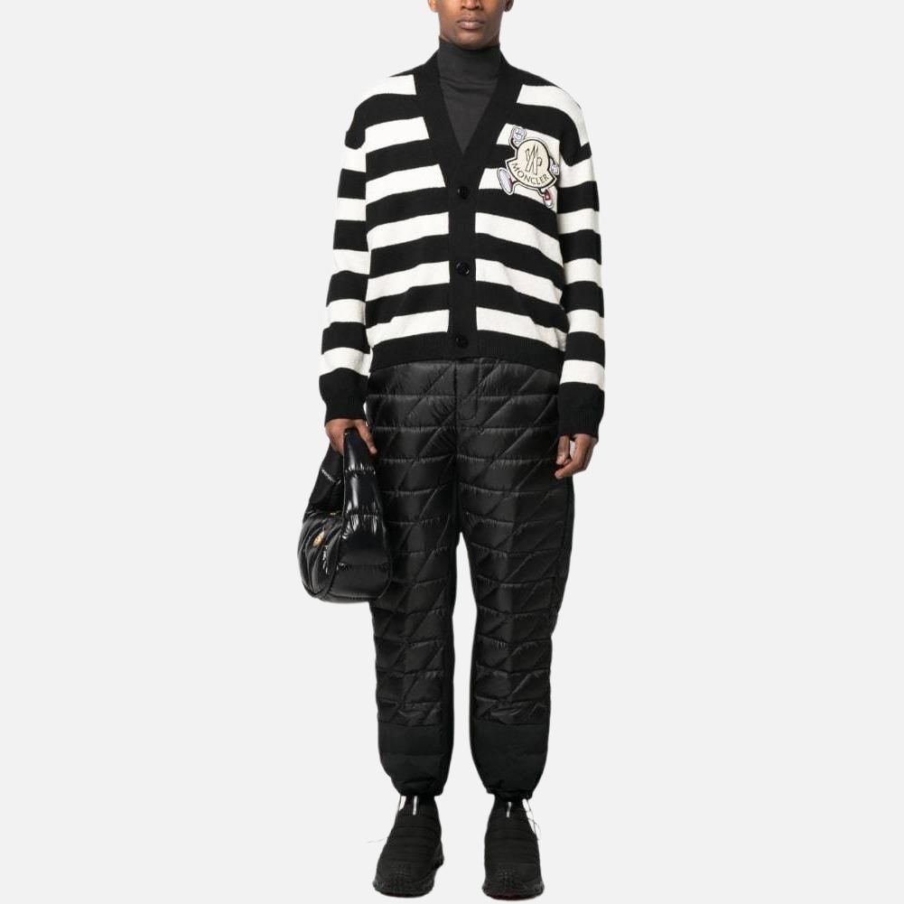 Moncler SS23 Color Block V-Neck Single-Breasted Long Sleeve Knit Sweater Men sweater Black I10919B00010M2672P90