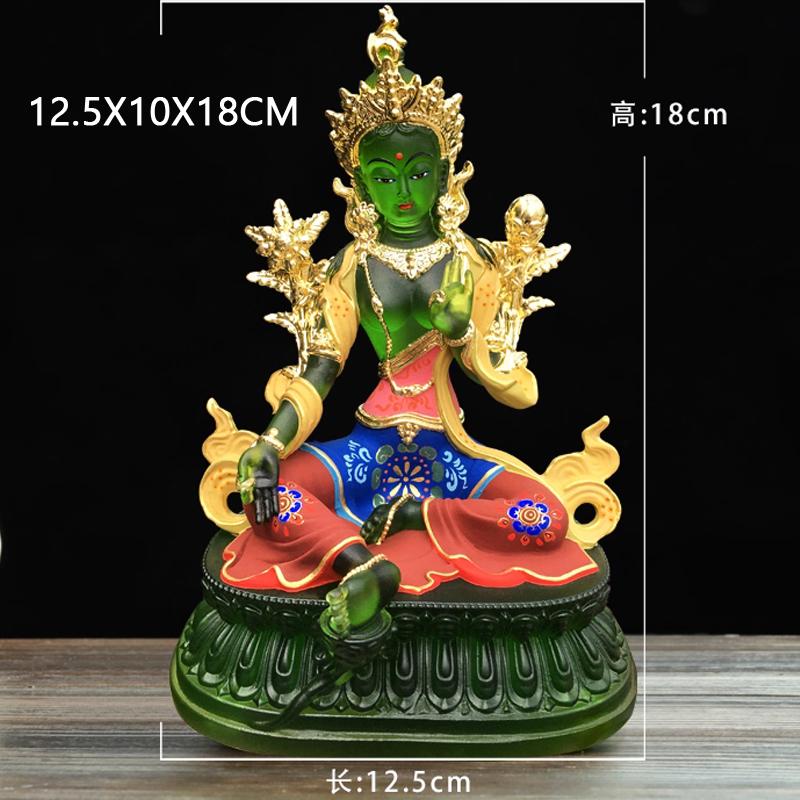 Coloured Glaze Mini Buddha Sculpture, Small Buddha Statue, Green Tara Bodhisattva, Amyokitesvara Incarnation Painted Buddha, 1Pc