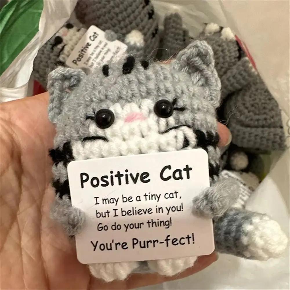 Carton Yarn Crochet Cat Doll Handmade Knitted Cute Handmade Knitted Doll Crochet Positive Energy Cat Doll Home Decoration