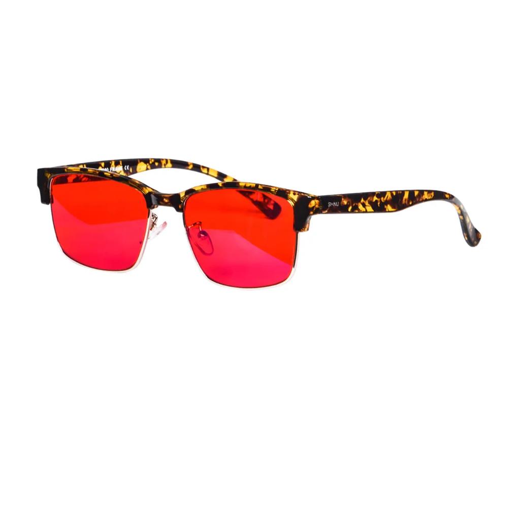 SHINU Red Lens Glasses Block Blue Green Light Anti Glare Computer Glasses for Better Sleep Before Bed