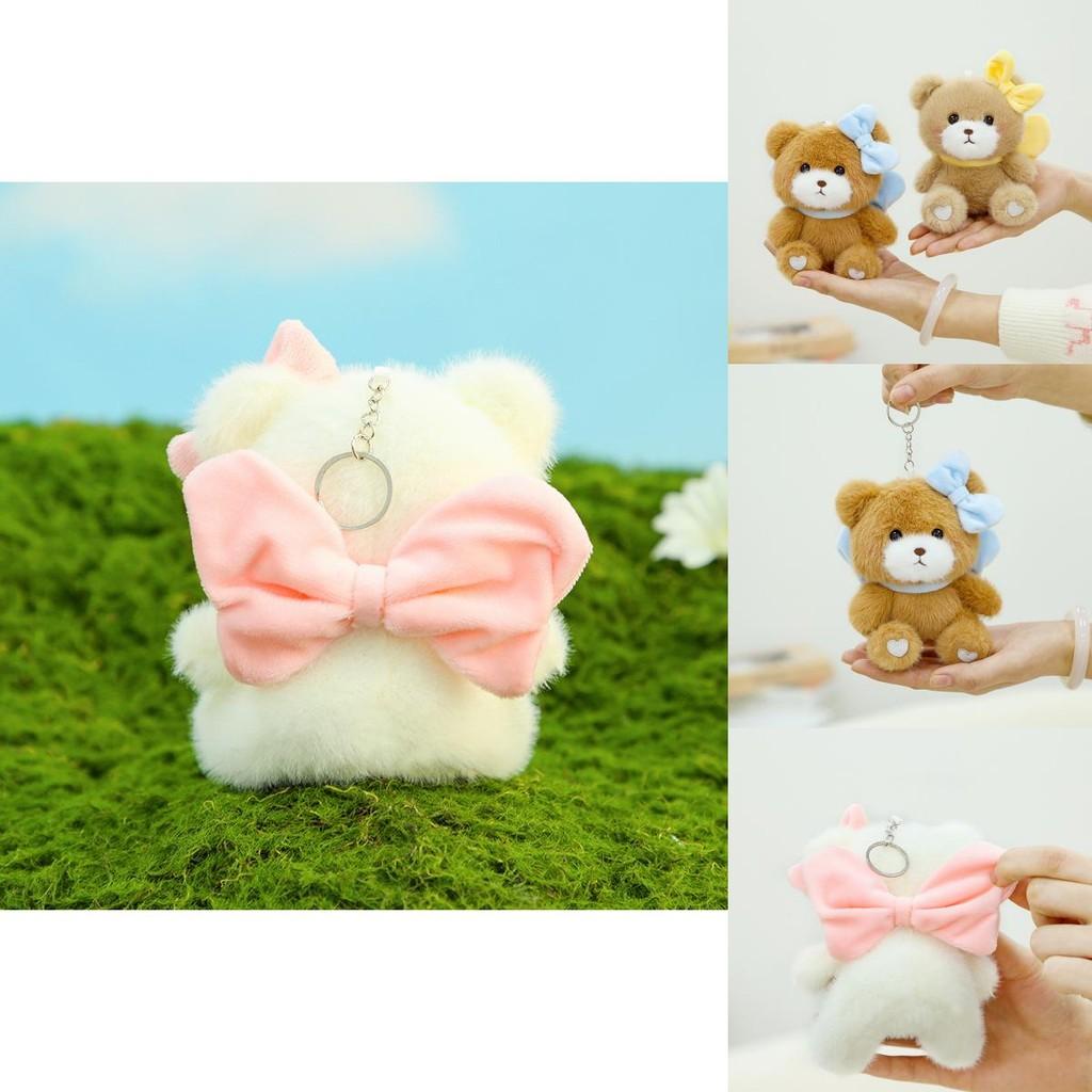 Charming Small Bow Tie Teddy Bear Plush Doll Keychain Fluffy Keychain Accessory