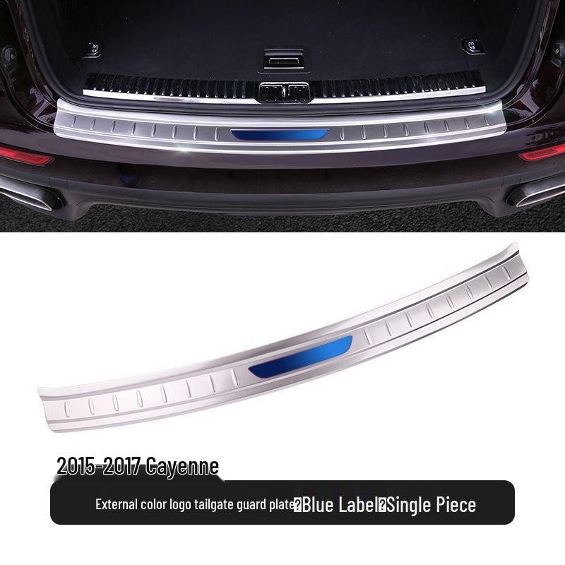 Stainless Steel Trunk Sill Strips for Porsche Macan & Cayenne Rear Bumper Interior Mods
