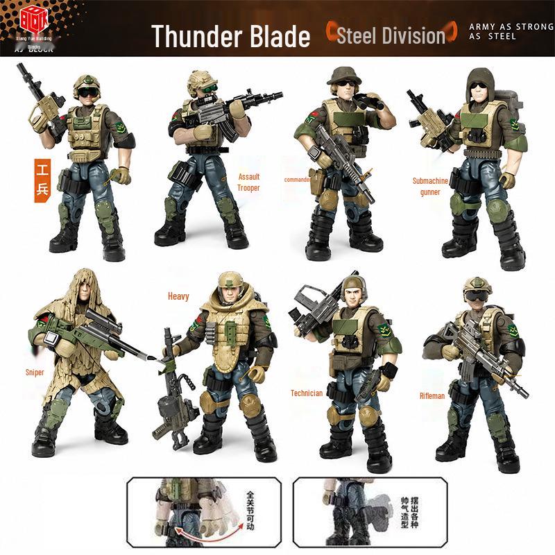 Movable Military Minifigure Building Blocks for Boys
