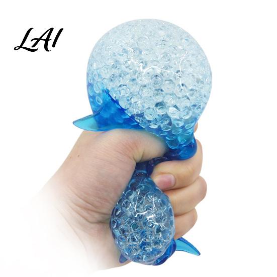 Anxiety Relief Shark Toy Bead-Filled Squeeze Stress Blue Dolphin Sensory TPR Soft Ball Simulation Sea Animal Pinch Fidget Office Desk