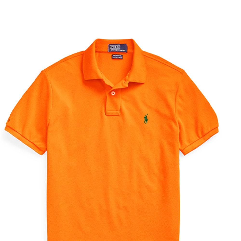 Polo Ralph Lauren SS22 Solid Color Logo Embroidered Half Button Pullover Short Sleeve Polo Shirt Men Tops Orange MNPOKNI1N820669-800