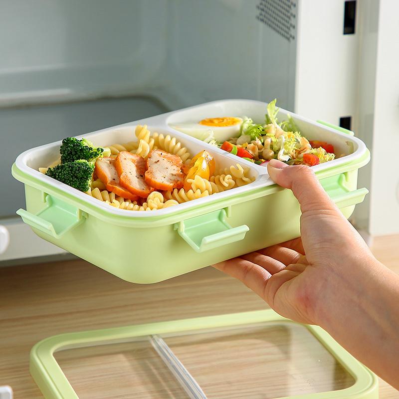 Macaron Color Plastic Lunch Box – Leakproof 3-Compartment Bento Box, Odor-Free & Aesthetic for School, Office, Adults, Lunchbox