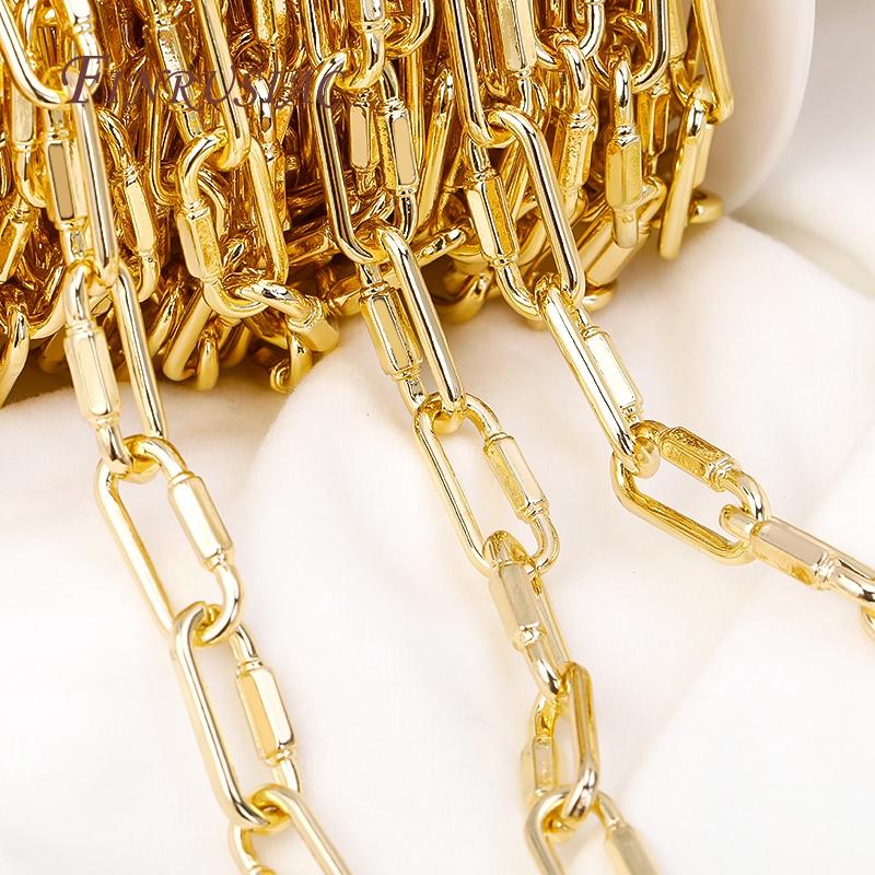 14K Gold Plated Brass Metal Thick Wide Big Chains For Making Necklace Accessories DIY Jewelry Making Chains Multi Styles