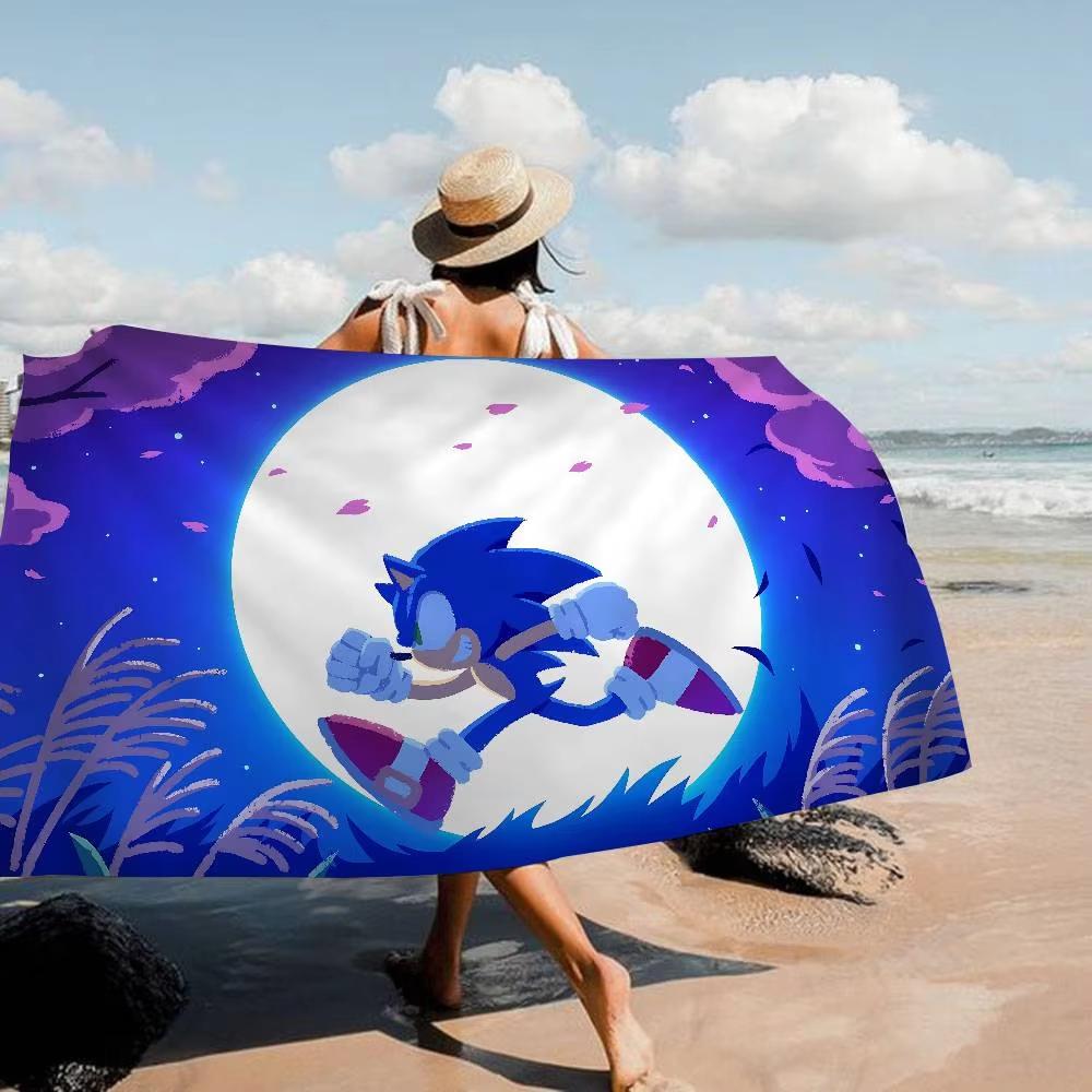 Anime S-Sonic H-HedgehogES Big Microfiber Beach Towel Quick Dry Sand-Free Pool Yoga Travel Towel for Swimming And Fitness