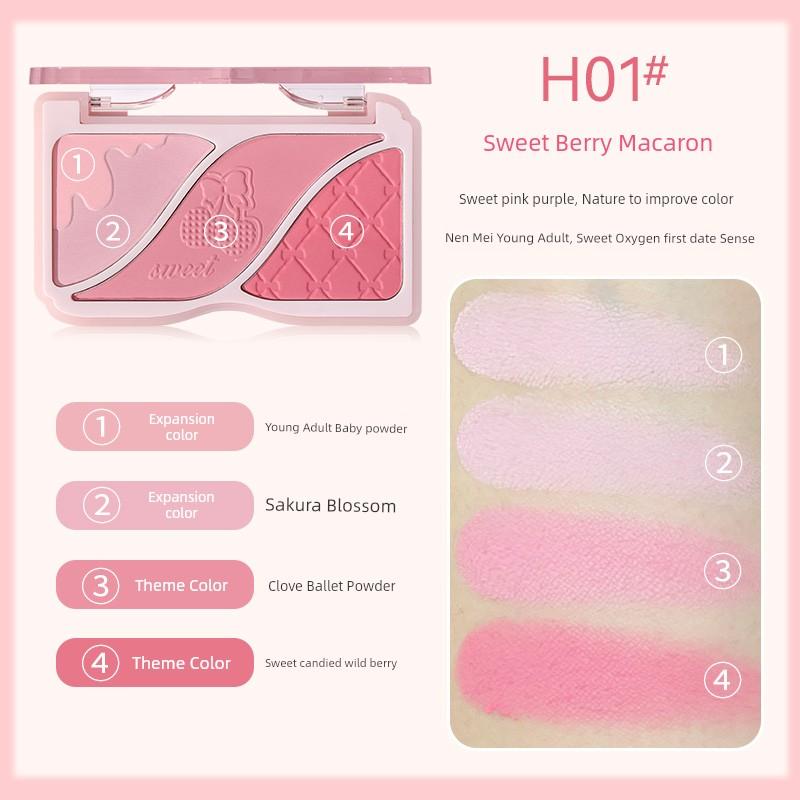 [2 Pieces] Hold Live Small Mood Three-Color Blush Repair Makeup Palette Matte Expansion Shrink Apricot Chin Purple