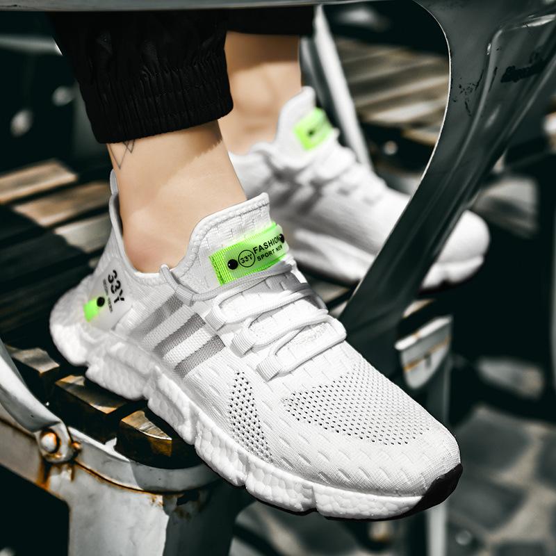 2025 summer real popcorn fly-woven breathable casual jogging sneakers large size men's shoes trendy shoes couple shoes