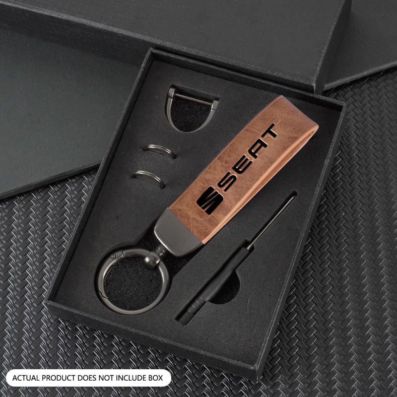 Metal Vintage Leather Car Styling Keychain Key Ring For Seat Leon 5F Mk3 Ibiza 6J Tarraco Arona Ateca Alhambra Auto Accessories