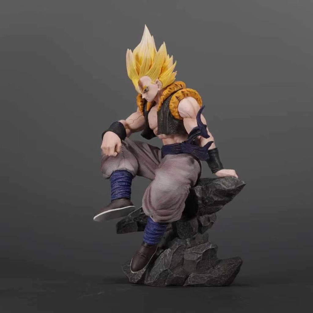 23cm Anime Dragon Ball Figure Gk Gogeta Three Head Replaceable Sitting Figures Pvc Model Doll Ornaments Toys Gift