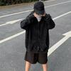 Gewaschene Distressed Hoodies Streetwear Damen Grunge Gothic Oversize Langarm Zip Up Hoodie Vintage Paar Cardigan