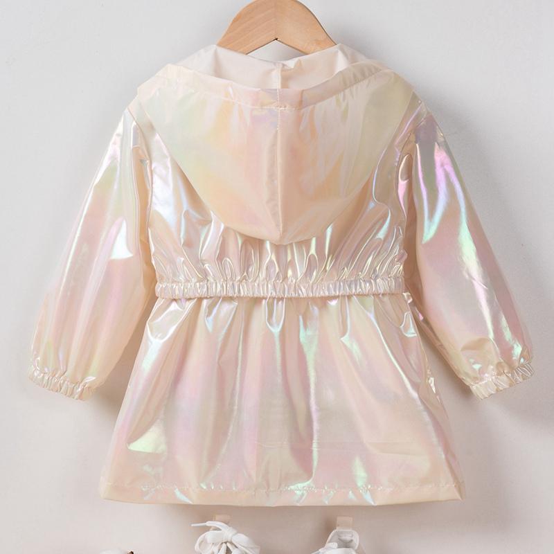 2-9 let Dětský Dívčí Lesklý Kabát s Kapucí Vodotěsná Bunda na Zip