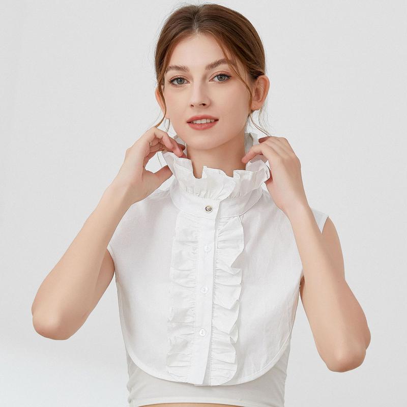 White Ruffle Decorative Collar Elegant Detachable Shirt False Collar Blouse Half Shirt Doll Collar For Women