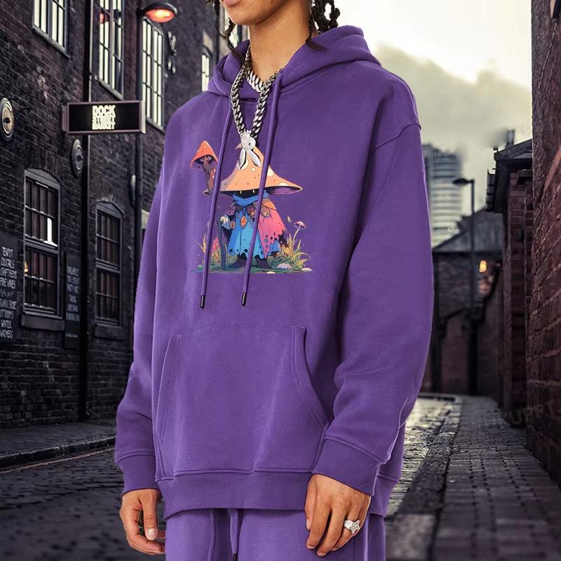 Men's Cartoon Mushroom Elf Print Hoodie - Long Sleeve Pullover Sweatshirt, Casual Streetwear