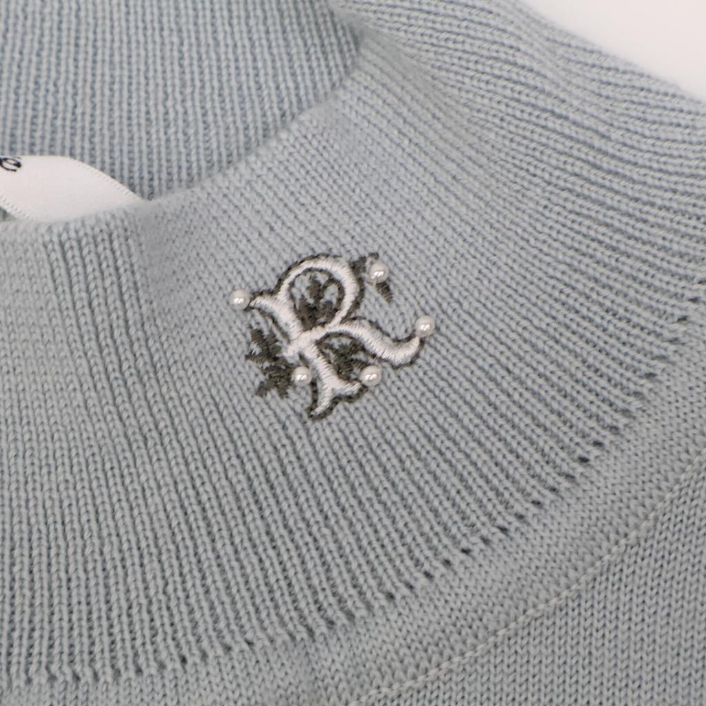 Rene 6042550 Light Blue Wool Half Sleeve Knit tops 36 Light blueUsed