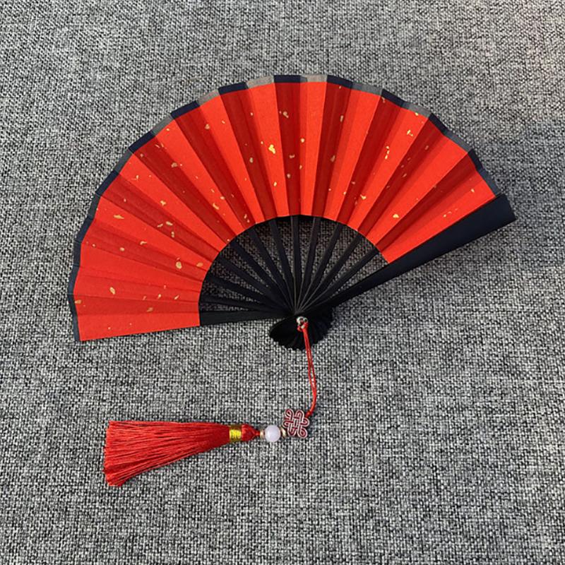 

13/16cm Mini Chinese Folding Bamboo Fan Blank Hand Paper Fans Antique Tassel Bamboo Handle Hand Party Decor Ornaments Gift 13cm