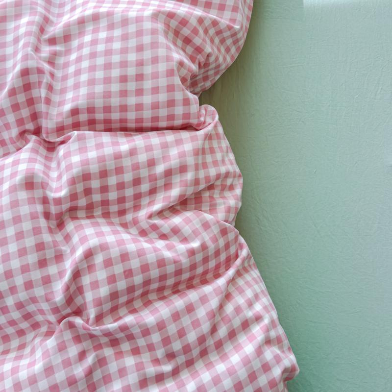 Iins Seersucker Washed Cotton Four-Piece Bedding Set Cotton Solid Color Quilt Cover Set Bedding Three-Piece Set Bed Sheet